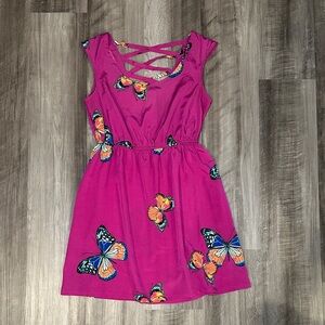 Xhilaration Butterfly Print Cross Back Mini Dress - Medium